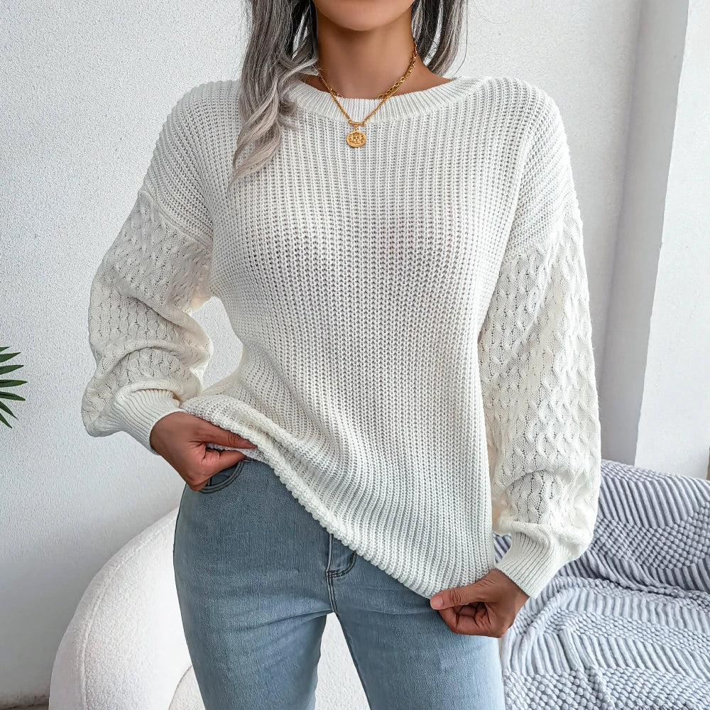 Maglione da donna lavorato a maglia con maniche a lanterna