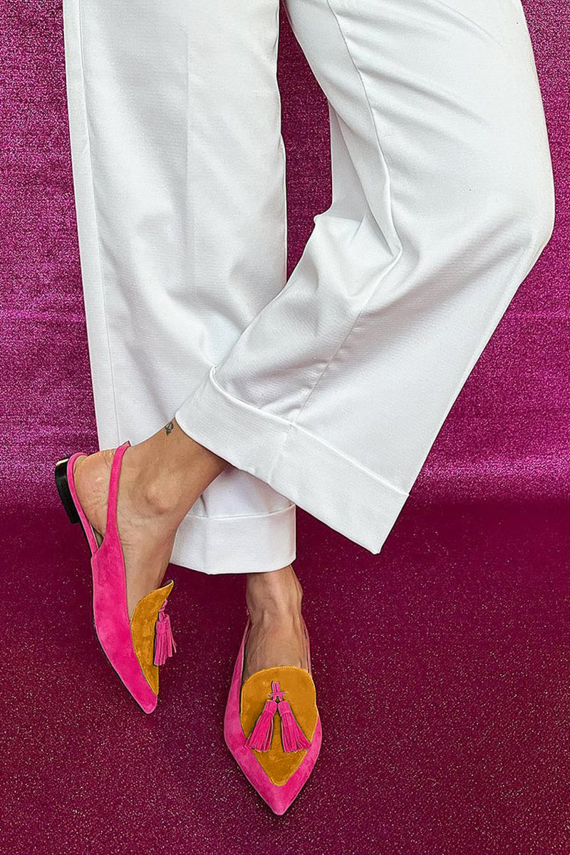 Frendessa | Ballerine colorate con frange e cinturino decorativo alla caviglia