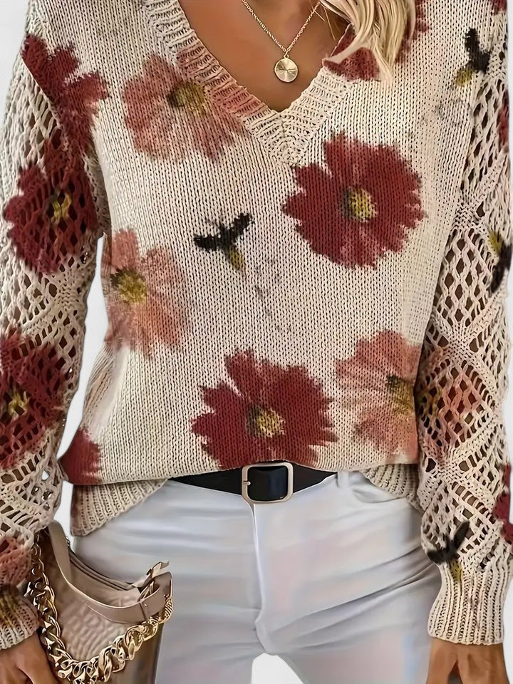 Catarina - Maglione a maglia con motivo floreale