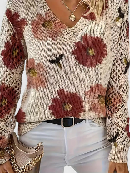 Catarina - Maglione a maglia con motivo floreale