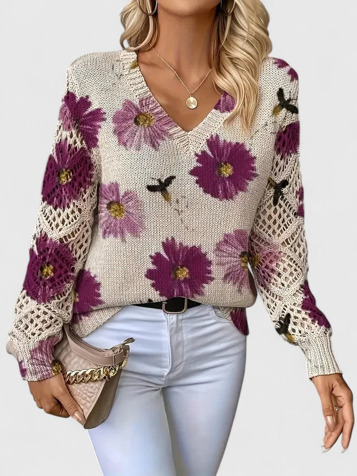 Catarina - Maglione a maglia con motivo floreale