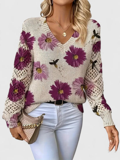Catarina - Maglione a maglia con motivo floreale