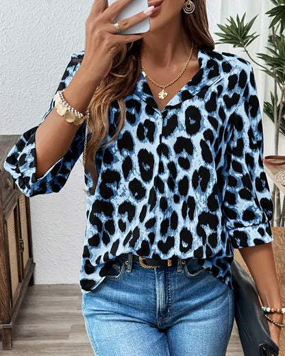 Camicia a Maniche 3/4 con stampa leopardo