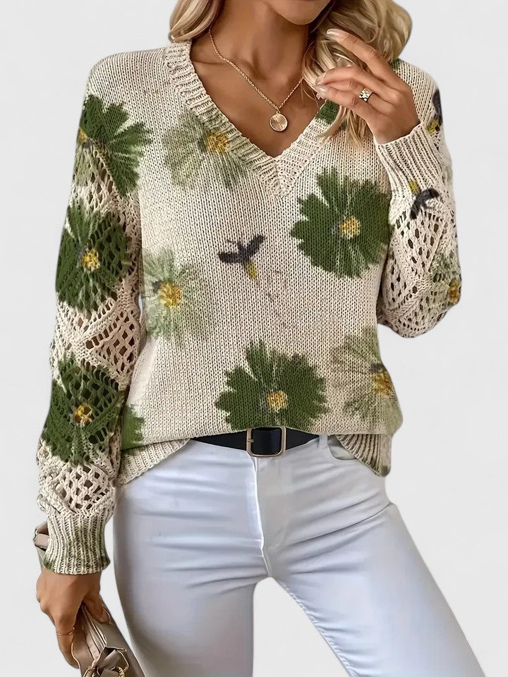 Catarina - Maglione a maglia con motivo floreale