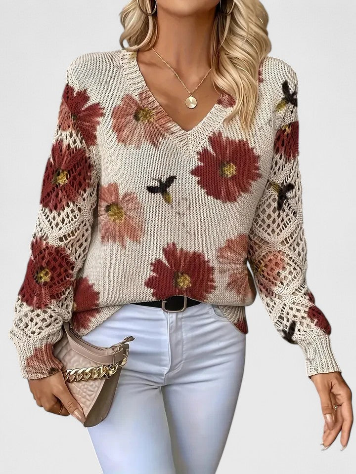 Catarina - Maglione a maglia con motivo floreale