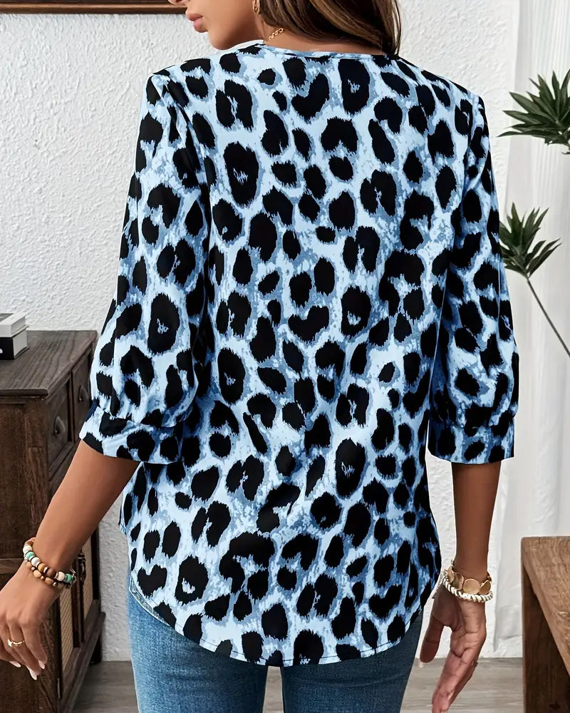 Camicia a Maniche 3/4 con stampa leopardo