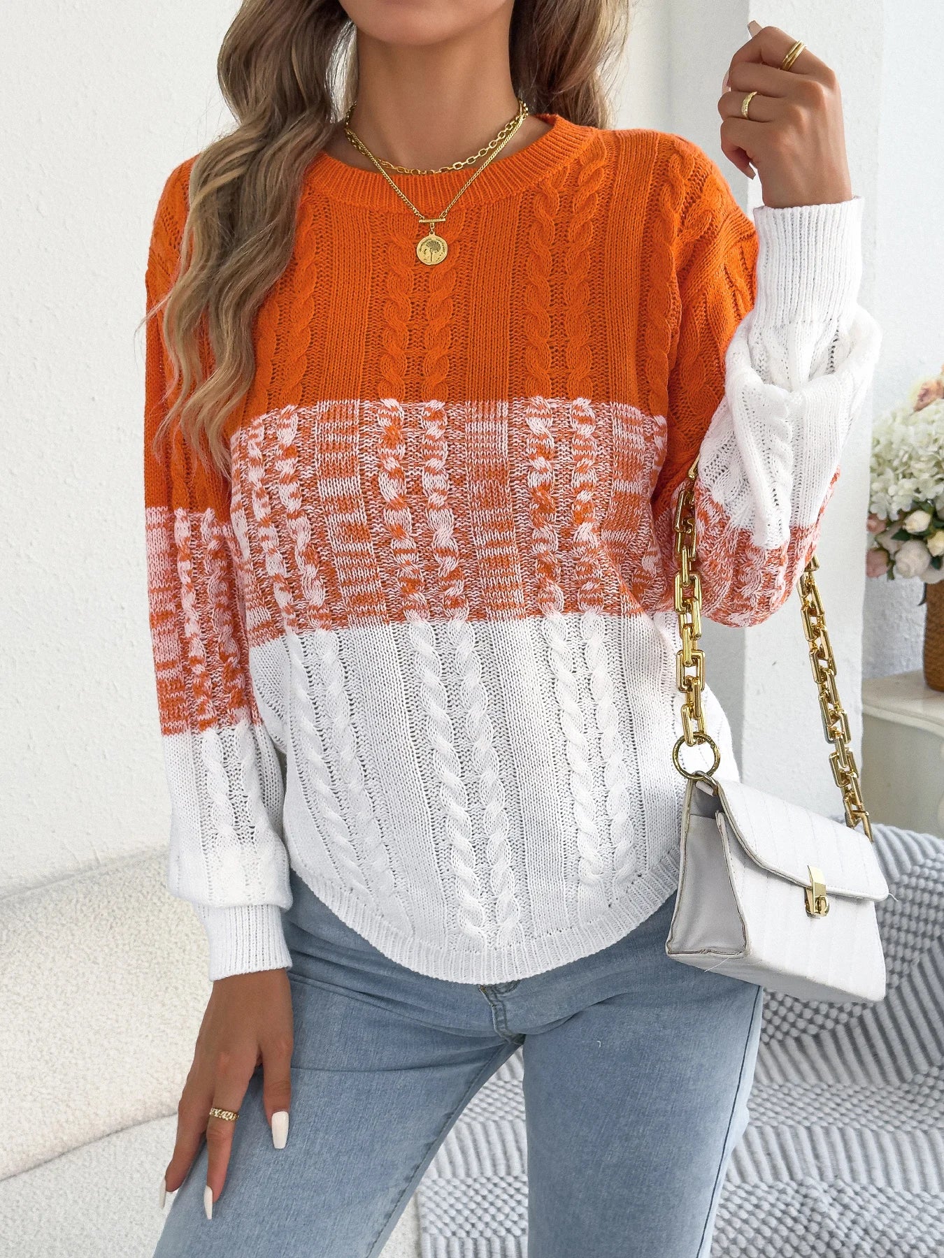 Maglione casual a righe da donna