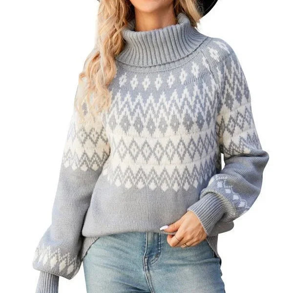 Maglione lavorato a maglia con collo alto da donna