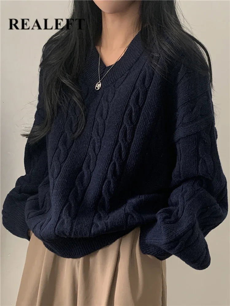 Realeft | Maglione Oversize con Scollo a V