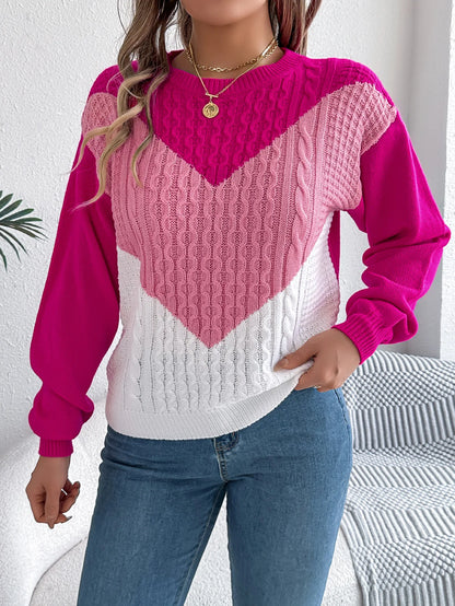 Maglione invernale da donna con collo patchwork