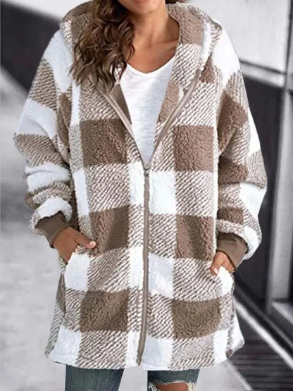 Giacca da donna con cappuccio a quadri