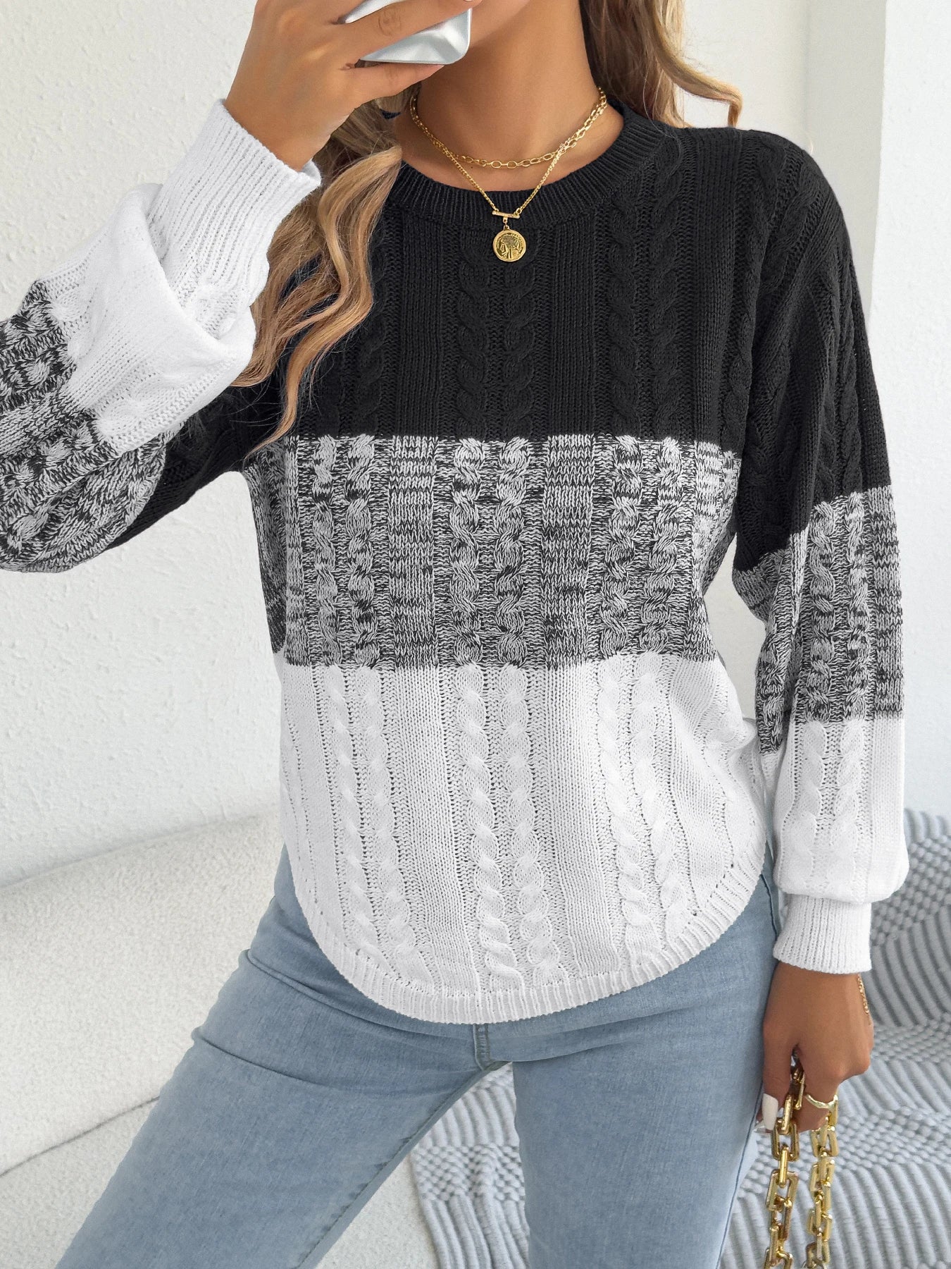 Maglione casual a righe da donna