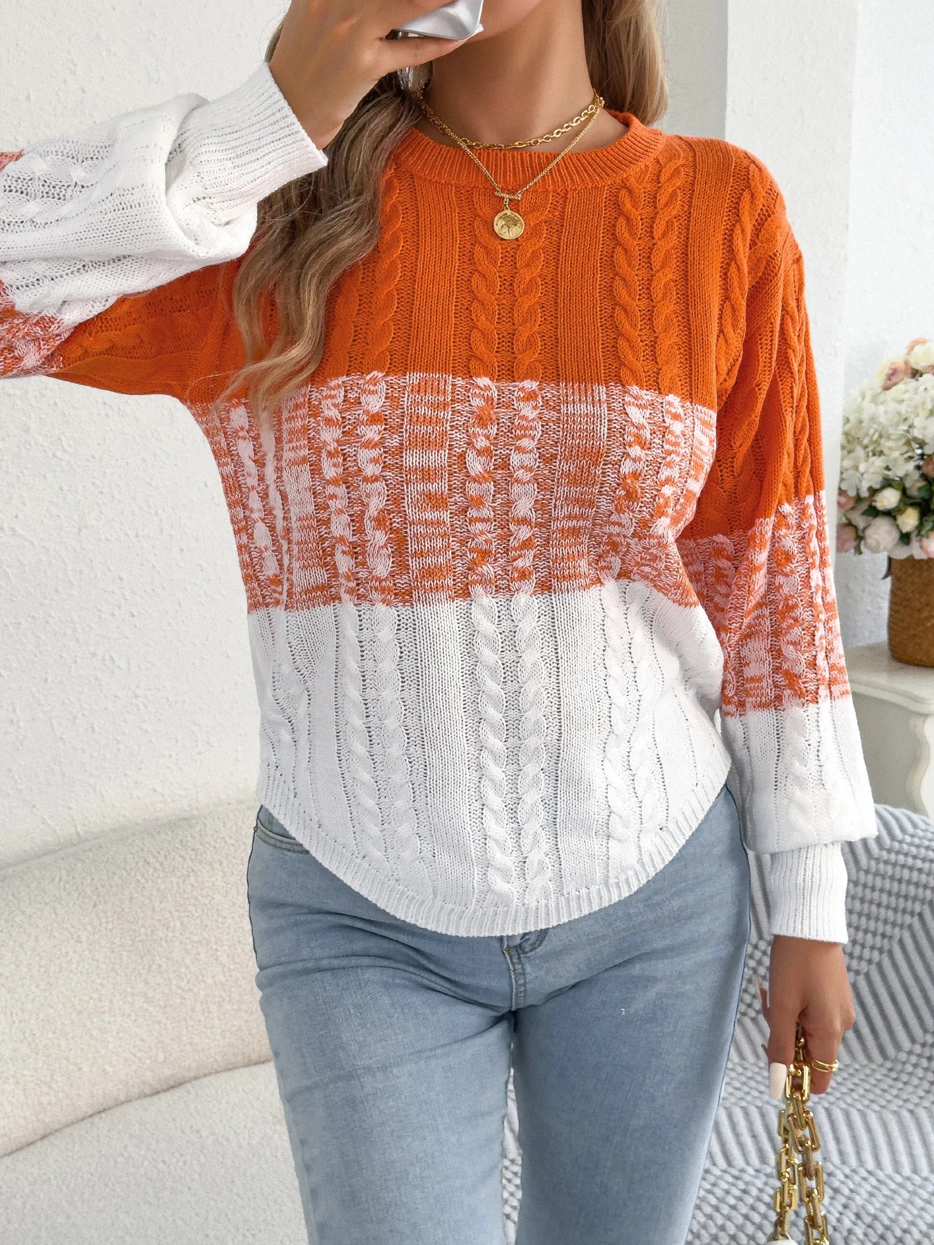 Maglione casual a righe da donna