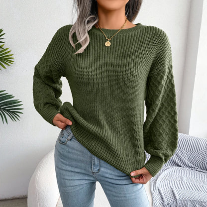 Maglione da donna lavorato a maglia con maniche a lanterna