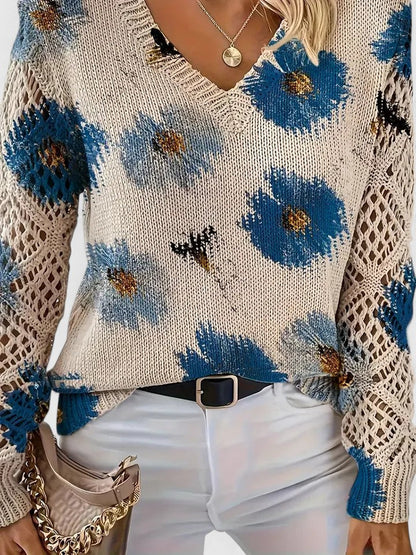 Catarina - Maglione a maglia con motivo floreale